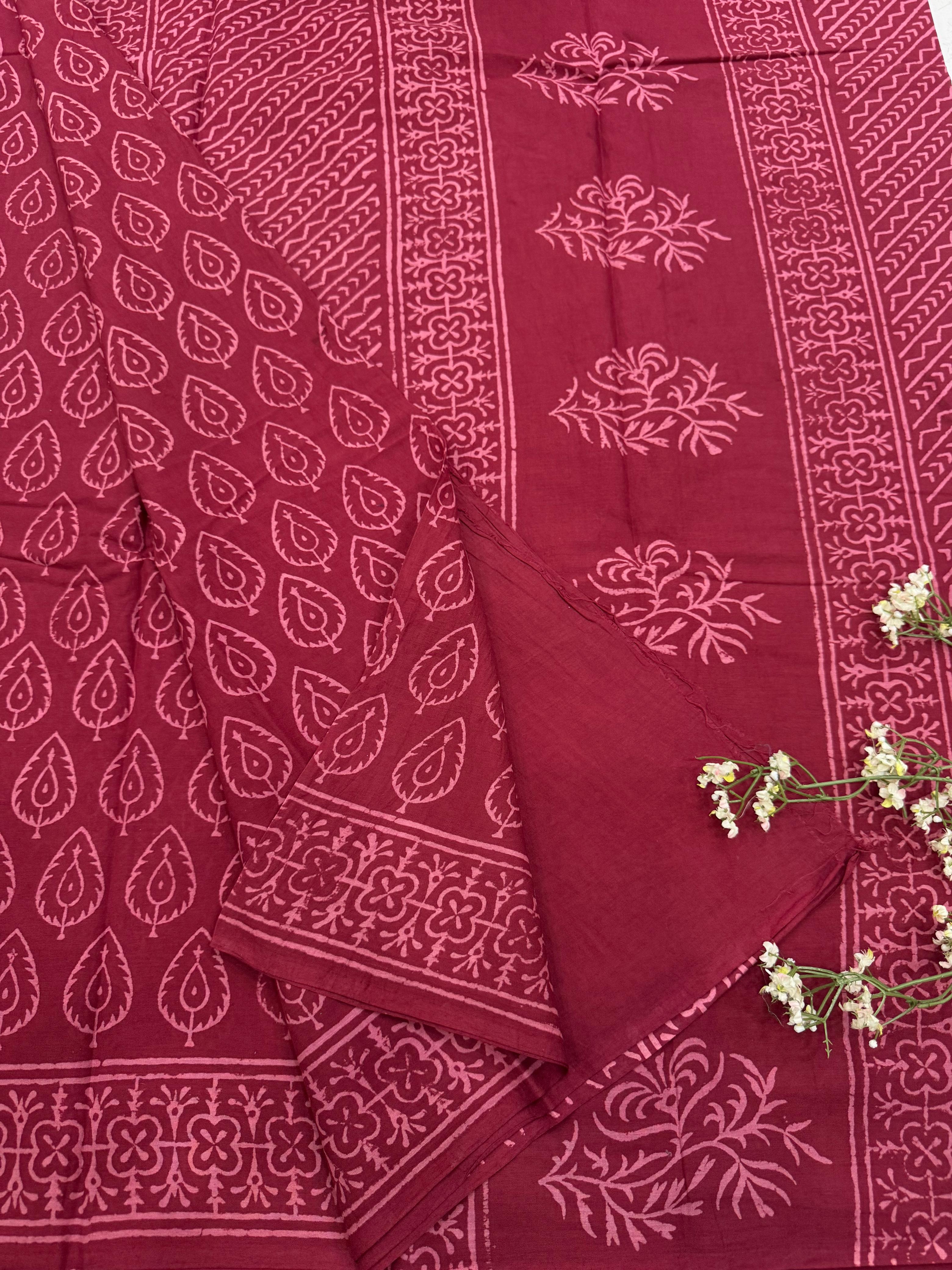 Maroon Butti Cotton Mul Saree – Handcrafted Designer Wholesale Saree for Boutiques